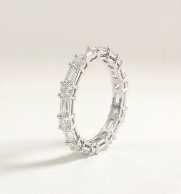 TFD-ALL-0004-1 Alliance Alternée Diamants Baguette et Ronds