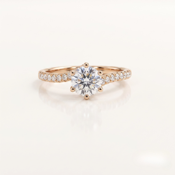 TFD-ENG-0017-3 Bague de Mariage Solitaire Rose