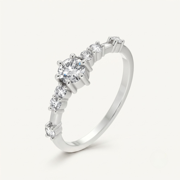 TFD-ENG-0019-2 Bague de Mariage Solitaire Accompagné